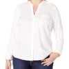 Calvin Klein Women's Plus-Size Non-Iron Knit Combo Shirt -Style Fashion Shop 71ott8NUUSL. AC SR736920