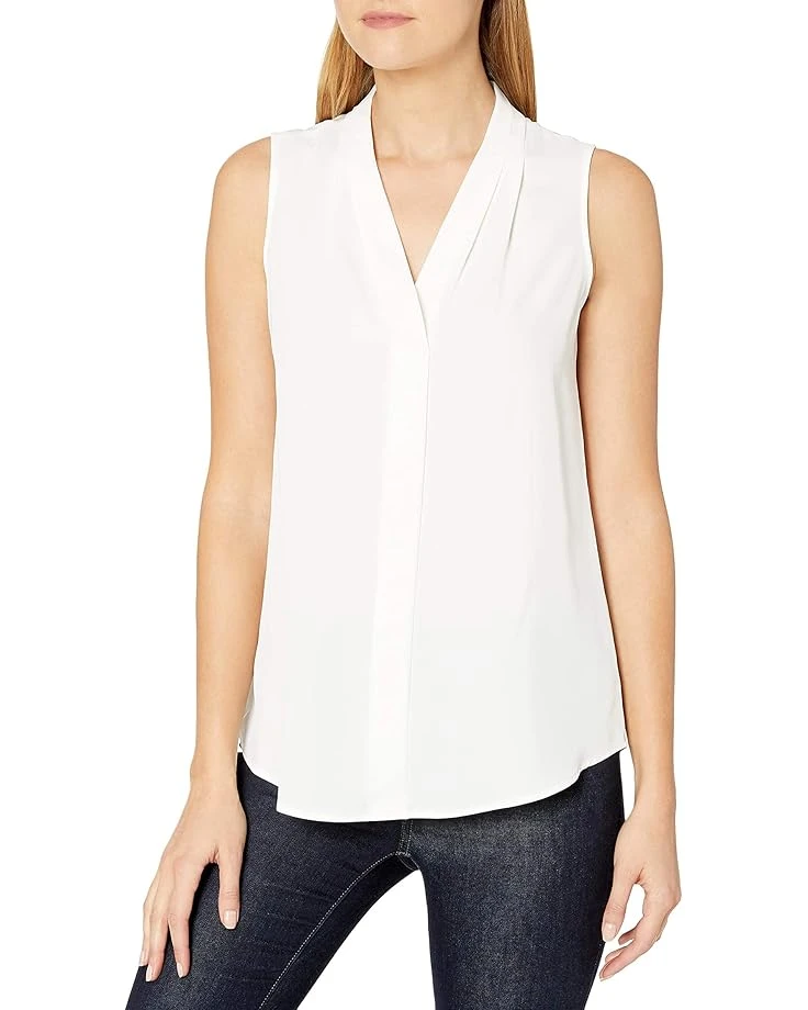 Calvin Klein Women's Sleeveless Blouse With Inverted Pleat (Standard And Plus) 3 Calvin Klein Women's Sleeveless Blouse With Inverted Pleat (Standard And Plus)
